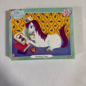 Uni the Unicorn Reading Time Puzzle EUC All pieces in box.  48 pieces 19 x13